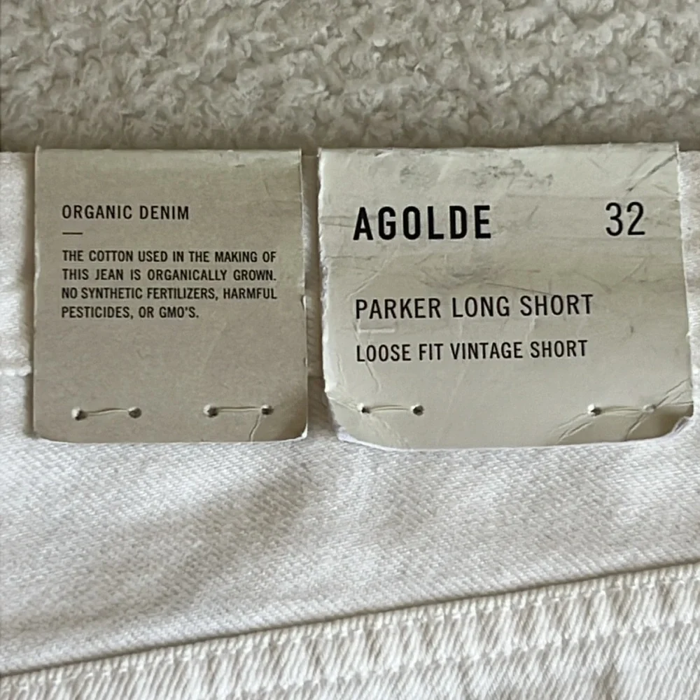 Agolde Parker Long Short High Rise Denim Shorts White Dough Size 32 NWT‎